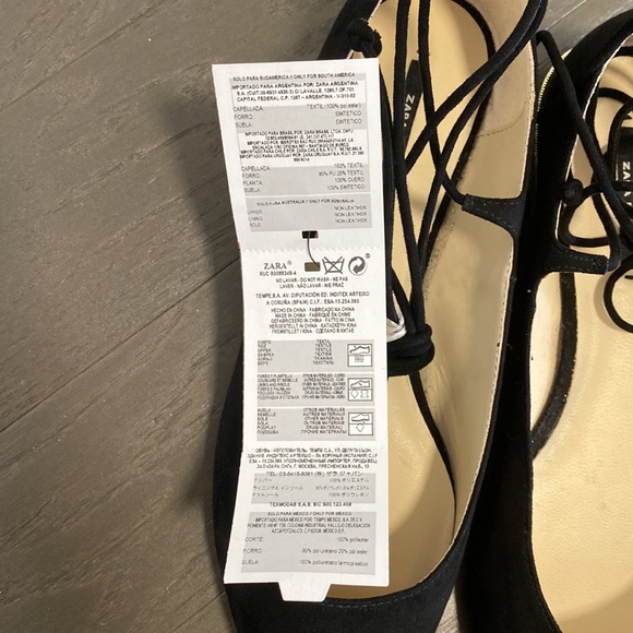ZARA Basic Collection Black Flats Ankle Tie (US 9/EU 40) (NWT) - Picture 7 of 8